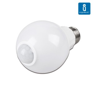 LED лампа AIGOSTAR A5S A60B detector 230V 6W 450lm CRI80 E27 280° IP20 3000K теплый белый