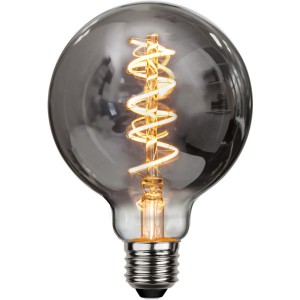 LED bulb Star Trading Filament G95 Spiral Smoke, 354-61 TRIAC 230V 4W 90lm CRI90 E27 360° IP44 2100K warm white