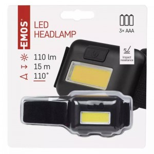 Taskulamppu EMOS COB LED headlamp musta 110lm 110°