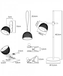 Pöytävalaisin LED ORBI 2,5W musta 5V 2,5W 150lm CRI80 90° IP20 DIMMABLE 3000-6500K WARM TO COLD