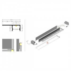 Aluminium profile TOPMET UNI-TILE12 180deg C PLU 3m silvery