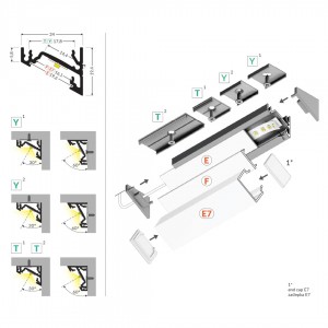 Aluminium profile TOPMET CORNER14 EF/TY gray