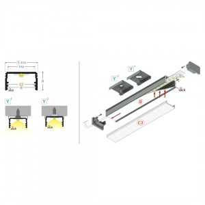 Aluminium profile TOPMET UNI14 2m gray