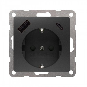 Socket SIEMENS i-system 2XUSB A+C    kuni 18W   5UB1970-1CM01 black IPIP20