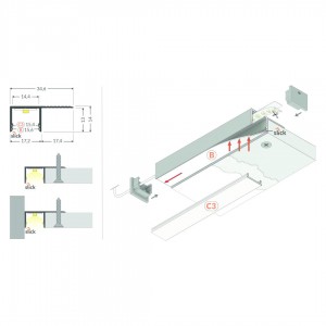 Aluminium profile TOPMET PLANE14 SIDE BC3 gray