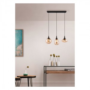 Pendant lamp Trio Lighting Lumina 3 black / amber E14 IP20