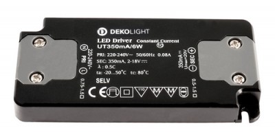 Toiteplokk Deko-Light Flat CC,DC UT350mA 0,7-6 W must 0.7-18.0W IP20