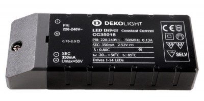 Toiteplokk Deko-Light Basic  CC35018 350mA 2-52 V/DC 0.7-18.0 W 50 / 60 Hz must 0.7-18.0W IP20