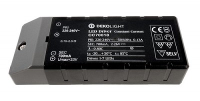 Toiteplokk Deko-Light Basic CC70018 700mA 2-26 V/DC 1.4-18.0 W must 0.7-18.0W IP20