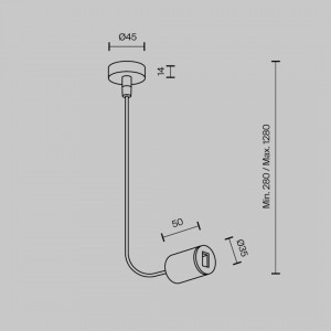 Voolusiin Maytoni külgmine laekinnitus toitepistikuga Flarity messing 24V
