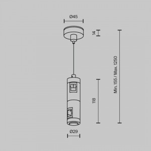 Voolusiin Maytoni kaabelriputi toitesisendiga kahene  Flarity 155-1250 mm messing 24V