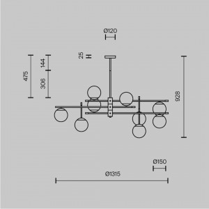 Подвесной светильник Maytoni Nostalgia 9 черный / золотой E14 IP20