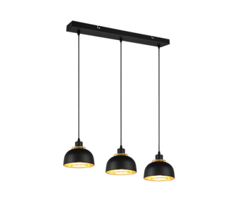 Rippvalgusti Trio Lighting Punch 3 must / kuldne E27
