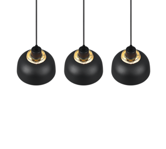 Pendant lamp Trio Lighting Punch 3 black / golden E27