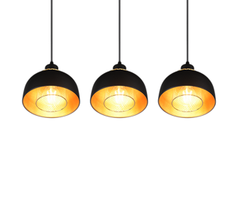 Pendant lamp Trio Lighting Punch 3 black / golden E27