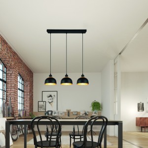 Pendant lamp Trio Lighting Punch 3 black / golden E27