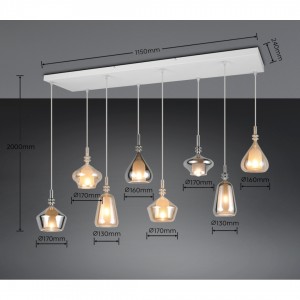 Rippvalgusti Trio Lighting Aldea 8 X E14 valge E14 IP20