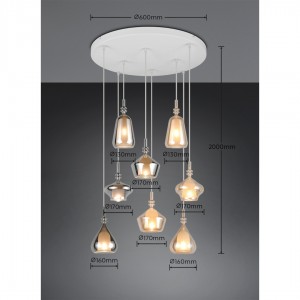 Rippvalgusti Trio Lighting Aldea 8 X E14 valge E14 IP20