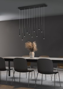 Rippvalgusti Trio Lighting Tubular 11 X 2,8 W must 30.8W 3850lm IP20 3000K soe valge