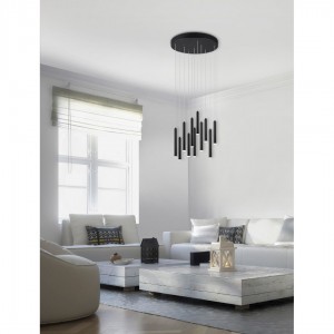 Rippvalgusti Trio Lighting Tubular must 30.8W 3850lm IP20 switch dimmer 3000K soe valge