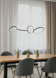 Pendant lamp Trio Lighting Rondo black 37W 4600lm IP20 switch dimmer 3000K warm white