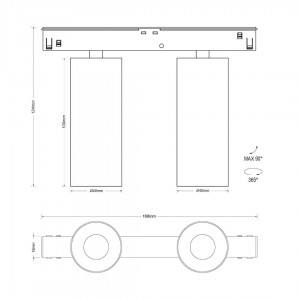 Track light Karizma Luce Dea Juno duo Q2 XS BT Casambi 2X14W, 2X500lm white / black 48V 34° IP20 930