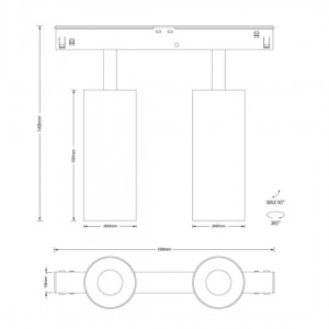 Siinivalgusti Karizma Luce Dea Juno duo Q2 XS Dali 2X14W, 2X500lm valge / kuldne 48V 34° IP20 930
