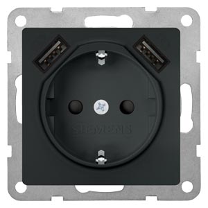 Pistikupesa SIEMENS i-system 2XUSB-ga süsinik IP20