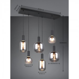 Подвесной светильник Trio Lighting Diva 6 черный E27 IP20