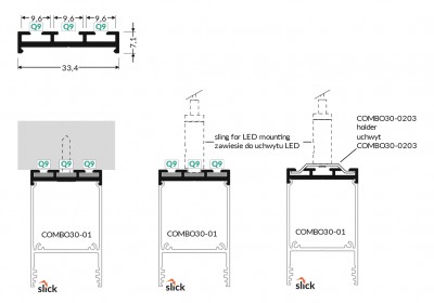 Alumiiniumprofiil TOPMET COMBO30-02  Q9 2m alumiinium