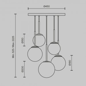 Pendant lamp Maytoni Basic form 5 black / white E14 IP20