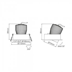 Süvisvalgusti Karizma Luce Corsa valge 14W 1280lm 36° IP43 DALI 927