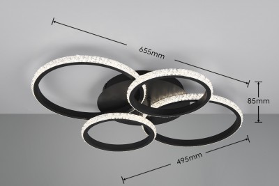 Kattovalaisin Trio Lighting Cires musta 27W 3400lm IP20 switch dimmer 4000K päivänvalkoinen