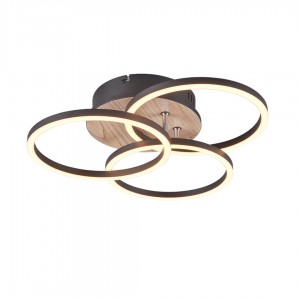 Ceiling lamp Trio Lighting Circle wood 27W 3200lm IP20 switch dimmer 2700K-6000K warm + cold  white