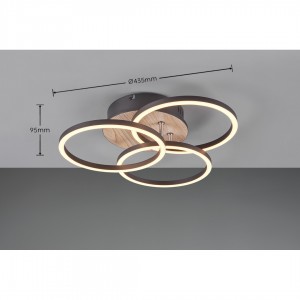 Ceiling lamp Trio Lighting Circle wood 27W 3200lm IP20 switch dimmer 2700K-6000K warm + cold  white