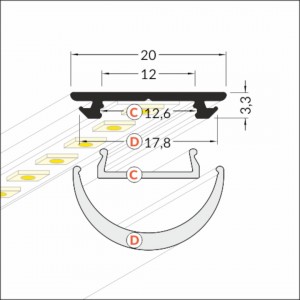 Алюминиевый профиль TOPMET ARC12 CD/U5 2m белый