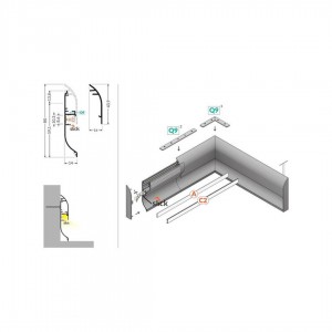 Alumiiniprofiili TOPMET SKIRT10 2m Complementary profile hopea