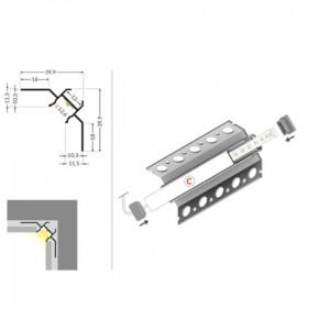 Алюминиевый профиль TOPMET UNI-TILE12 90 C PLUS 2m серебряный