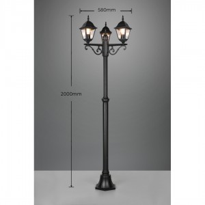 Bollard light Trio Lighting Livenza black 230V E27 IP44
