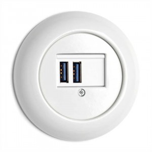 Pistikupesa THPG Portselan USB pesa valge IP20