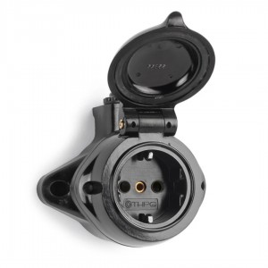 Socket THPG Socket with shutter moisture-proof  Bakeliit black IP44