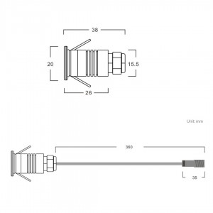 Terassivalaisin REVAL BULB petite hopea pyöreä  12V 1W 87lm 120° IP67 830