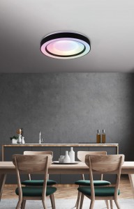 Plafoon Trio Lighting Arco RGBW must ümar 22W 2500lm IP20 DIMMABLE 2700K-6000K soe + külm valge