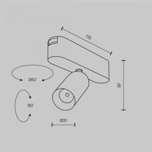 Kiskovalaisin Maytoni Radity Focus LED valkoinen 48V 5W 450lm 36° IP20 940