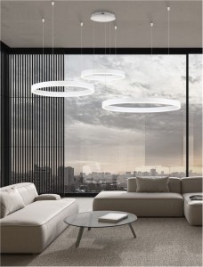 Riippuvalaisin Nova Luce Motif valkoinen 110W 6160lm IP20 TRIAC 3000K lämmin valkoinen
