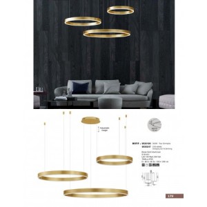 Riippuvalaisin Nova Luce Motif kultainen 110W 6160lm IP20 TRIAC 3000K lämmin valkoinen