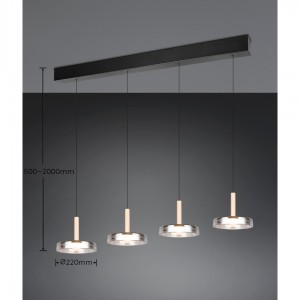 Pendant lamp Trio Lighting Celeste 4 black 230V 30W 3000lm IP20 switch dimmer 830