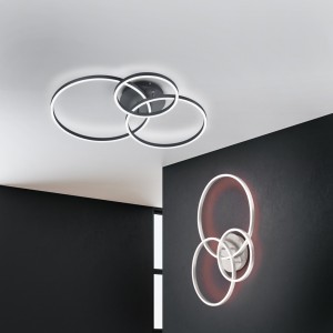 Ceiling lamp Trio Lighting Winona RGBW black 28W 3200lm CRI80 IP20 2700K-6500K warm + cold  white