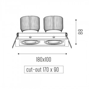 Встраиваемый светильник Light4U Cardan XS TWO HE черный 46W 5500lm 36° IP20 930