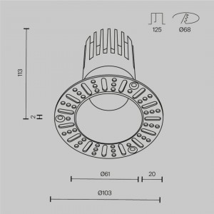 Recessed light Maytoni Dip black 15W 1650lm 50° IP20 930